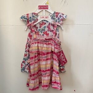 Charming Butterfly and Striped Dress Set for Kids